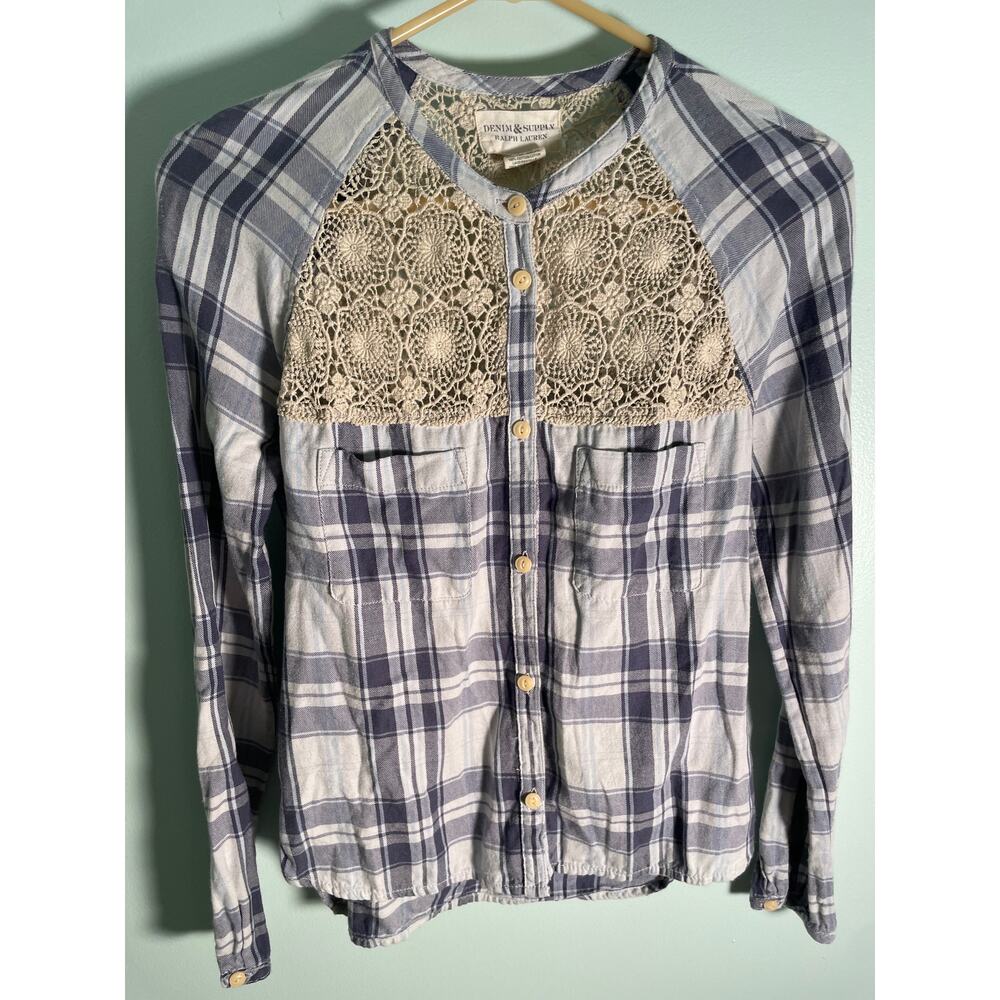 Denim & Supply Ralph Lauren Button Up Plaid Lace XS